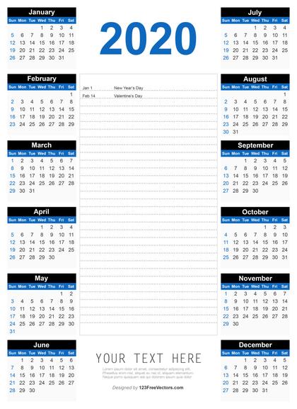 2020 Calendar