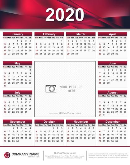 2020 Calendar Template