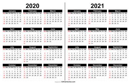 Calendar 2020 and 2021