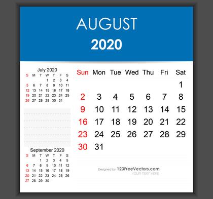 Calendar August 2020