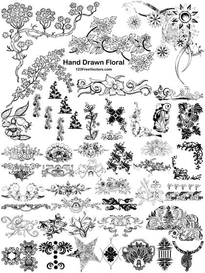 Hand Drawn Floral Elements