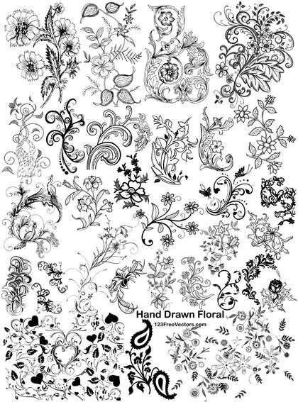 Hand Drawn Floral Elements