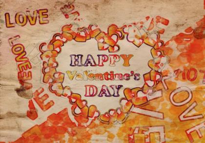 Valentine's Day Heart and Love Text