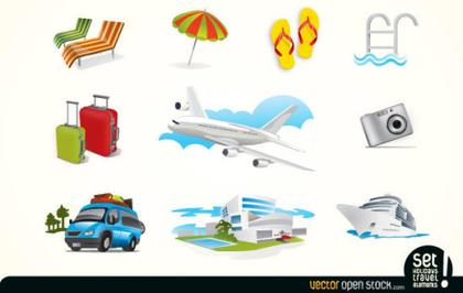 Holiday Travel Elements Icons Vector Free