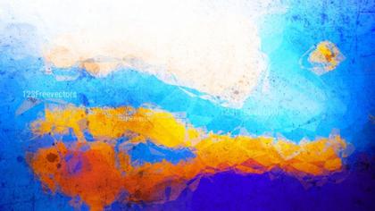 Blue Orange and White Grunge Watercolor Background