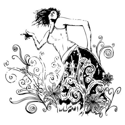 Dancing Woman with Floral Pattern
