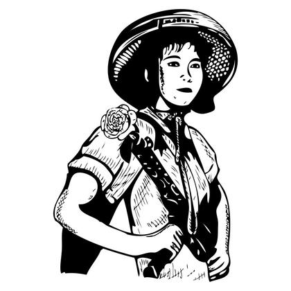Girl in Hat with Flower