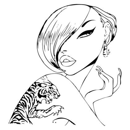 Woman with Tiger Tattoo