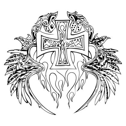 Cross with Wings Design