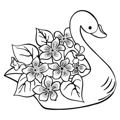 Swan with Flowers