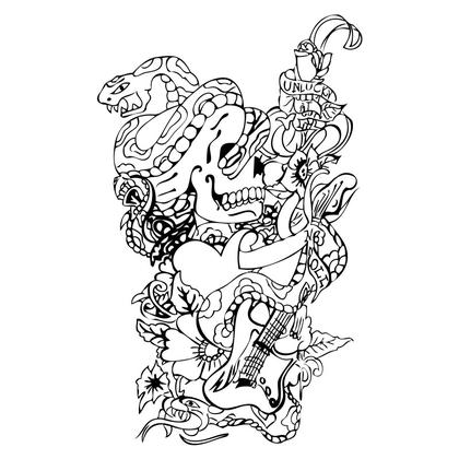 Skull and Snake Tattoo Design