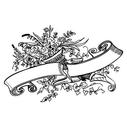 Floral Banner with Ribbon