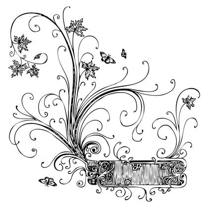 Floral Swirls and Butterflies