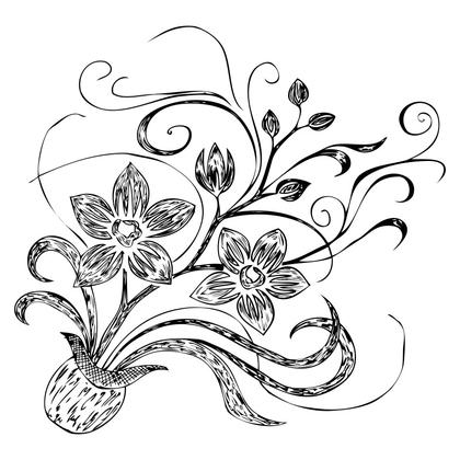 Floral Arrangement in Black and White