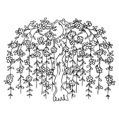 Weeping Willow with Flowers