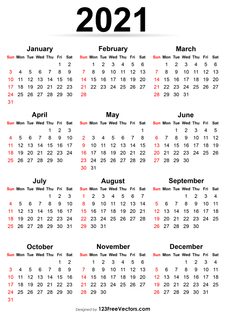 2021 Calendar