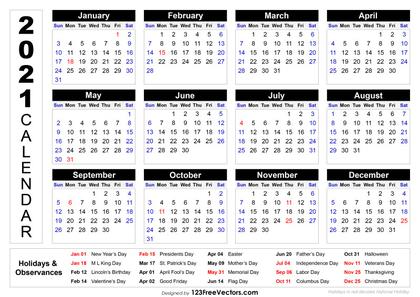 2021 Calendar