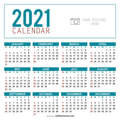 Yearly Calendar Template 2021