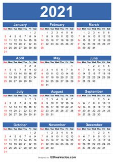 2021 Calendar