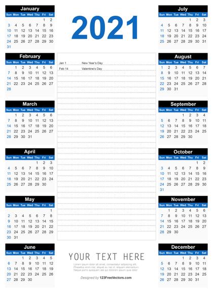 2021 Calendar