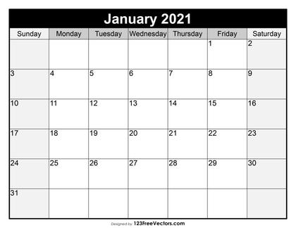 January 2021 Calendar