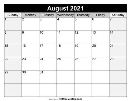 August 2021 Calendar