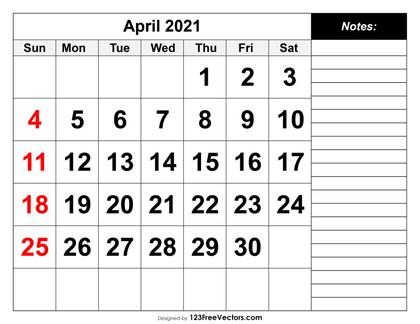 April 2021 Calendar