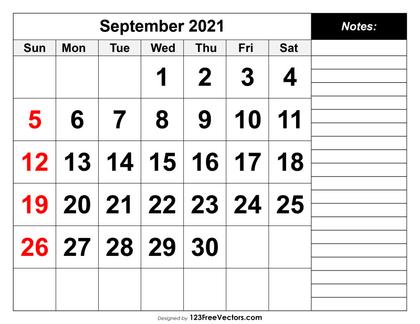 September 2021 Calendar