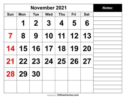 November 2021 Calendar