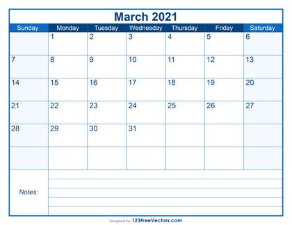 March 2021 Calendar