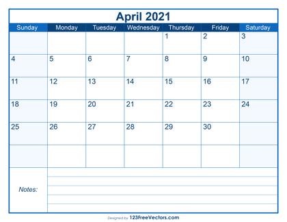 April 2021 Calendar
