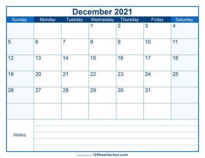 December 2021 Calendar