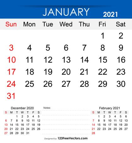 January 2021 Calendar
