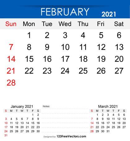 Free Printable February 2021 Calendar