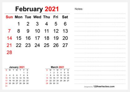 2021 February Desk Calendar Design