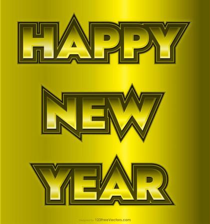 Happy New Year Gold Text