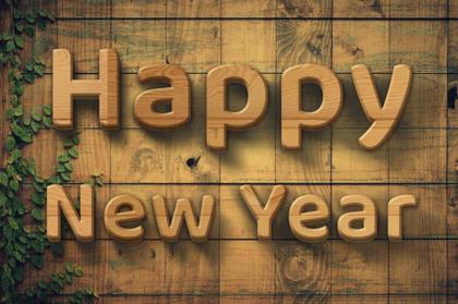 Happy New Year on Wood