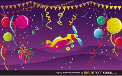 Free Happy Birthday Postcard Vector