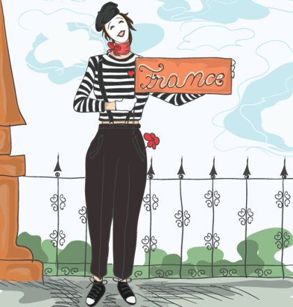 Funny Doodles with Mime Vector Background