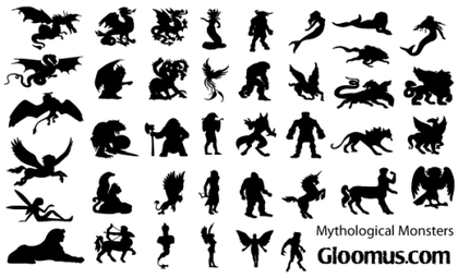 Vector Mythological Monsters Silhouettes