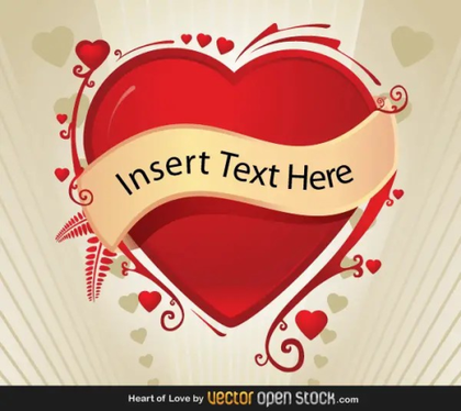 Valentines Background with Red Heart Banner Vector Free