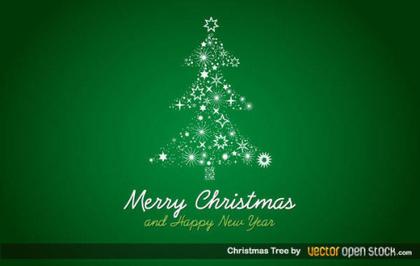 Free Christmas Tree on Green Background Vector Art