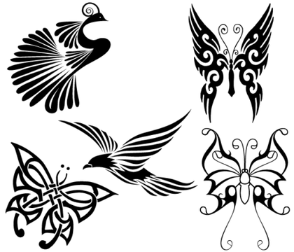 Free Tribal Birds and Butterflies Vector