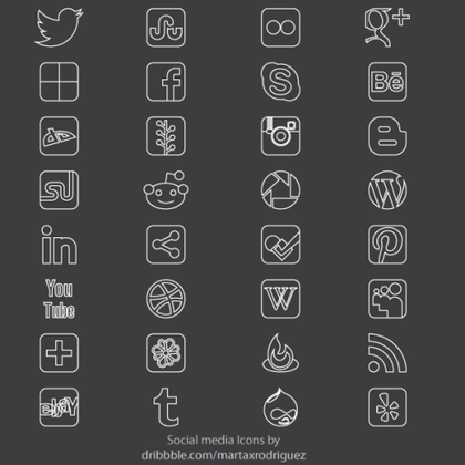 Free Vector Social Media Thin Icon Set