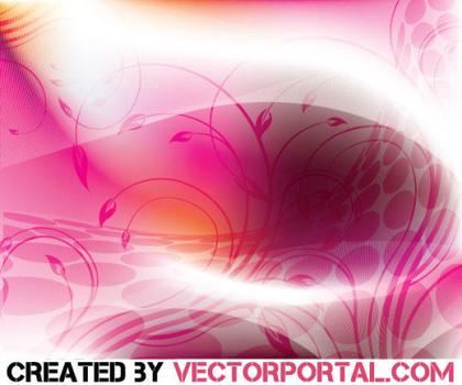 Illustrator Gradient Mesh Pink Background with Floral Elements