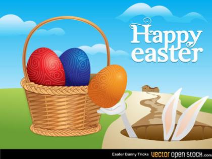 Free Easter Eggs in Basket Vector Art