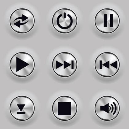 Metal Media Player Button Vector