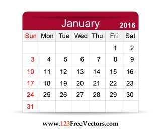 Free Vector 2016 Calendar January