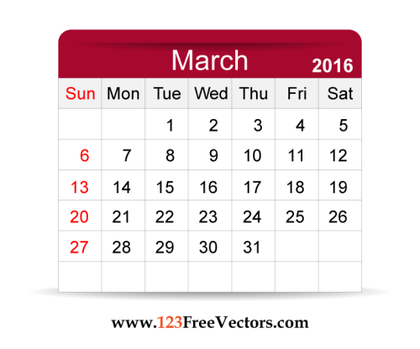 Free Vector 2016 Calendar March