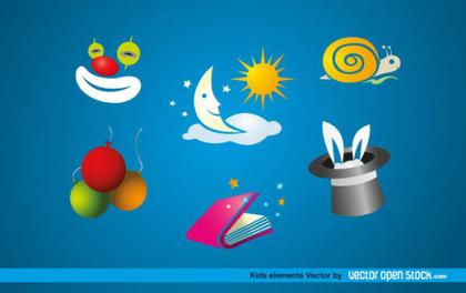 Cute Kids Elements Vector Free